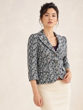Dana Buchman Paisley Jacquard Brocade Princess Shoulder Blazer Sz 2